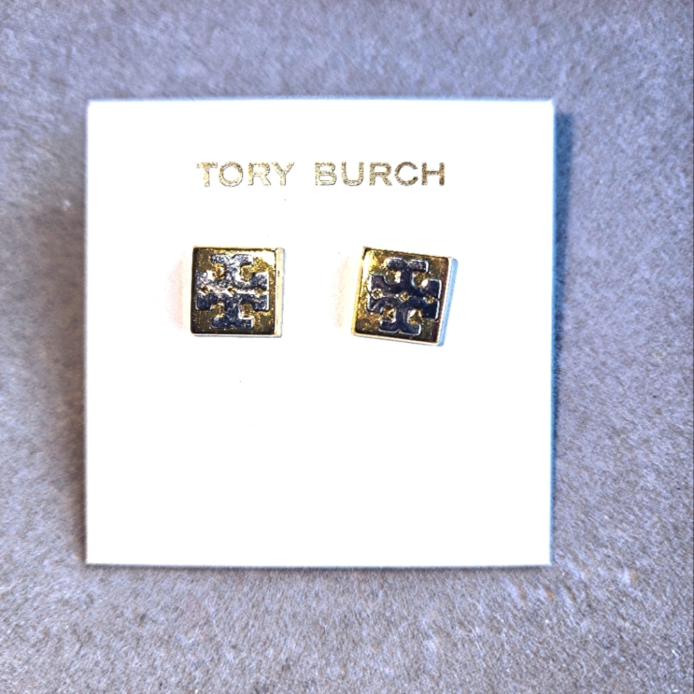Tory Burch Silver and Gold Stud Earrings